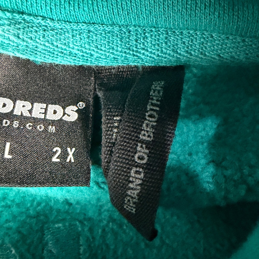 The Hundreds Cable Knit Hoodie Mens‎ L Teal Texture Kangaroo Pocket Embroidery - Picture 9 of 11